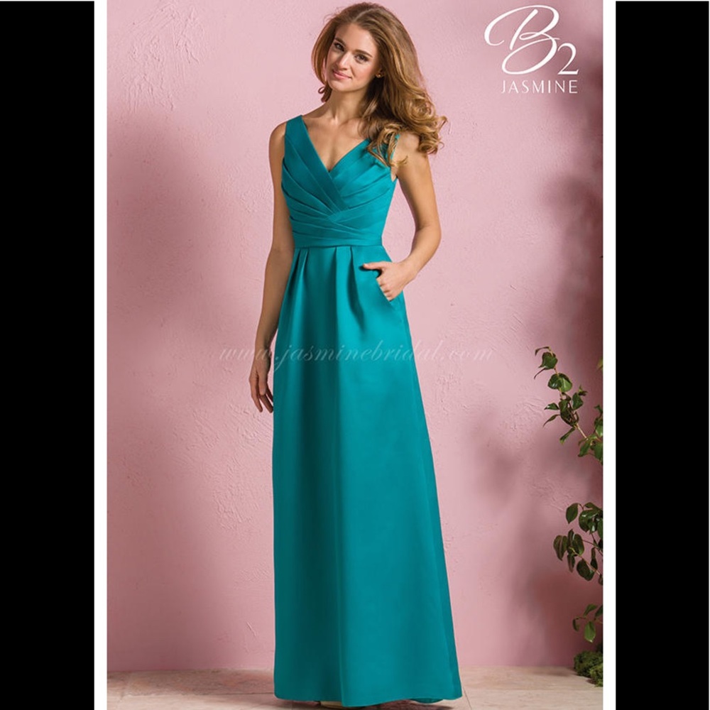 Poly Satin Floor Length _ Teal - Picture 2 of 11